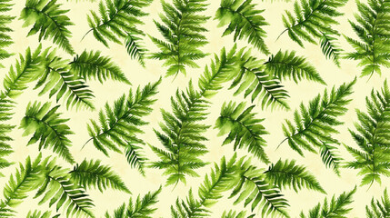 Watercolor seamless pattern featuring lush fern leaves vintage botanical design for elegant wallpaper interior decor