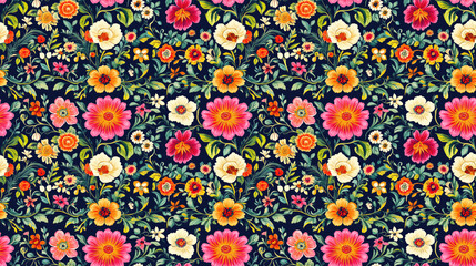 Seamless pattern of intricate Mughal art embroidery featuring traditional motifs and modern Indian neckline design