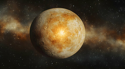 Golden Planet 3D Illustration