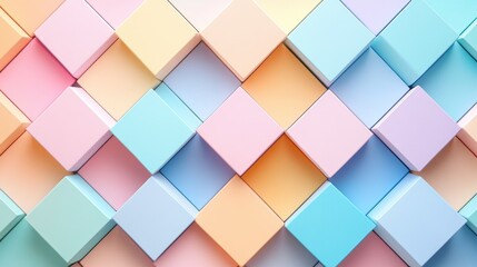 Colorful Pastel Geometric Pattern with 3D Cubes Creating a Modern Abstract Background Design