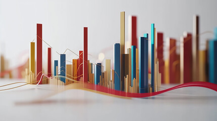 Obraz premium Abstract white background with Colorful charts and graphs with statistics to innovative analyze business potential and forecast future development of companies growth.