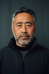 Fototapeta premium Portrait of a middle aged BIPOC man with a serious expression