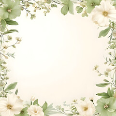 Obraz premium green and white flowers frame