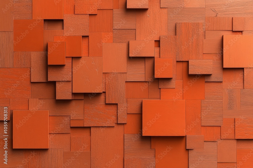 Poster a visually engaging modern abstract artwork featuring layered red squares in varying tones, creating