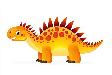 Fototapeta premium Cheerful, Colorful Dinosaur in Full Side View on a Transparent Background