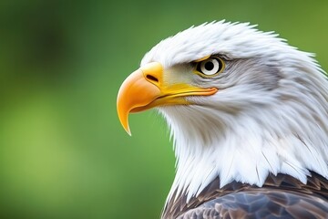 Obraz premium Majestic Eagle Perched Gracefully, Symbolizing Power in Lush Wilderness at Dawn