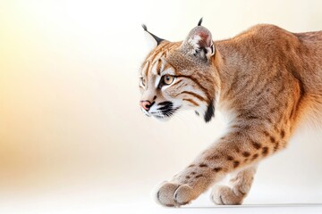 Obraz premium A Graceful North American Lynx Prowls Silently in a Tranquil Setting During Twilight Hours