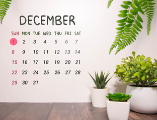 December 1st. Image of december 1 wooden color calendar