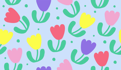 Cute tulips pattern background vector design