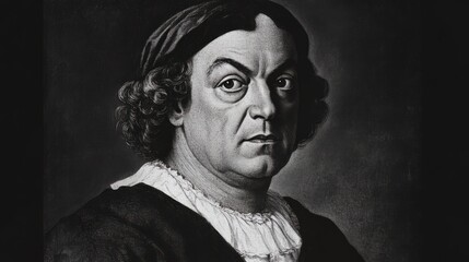 Vintage Portrait of a Historical Figure in Monochrome