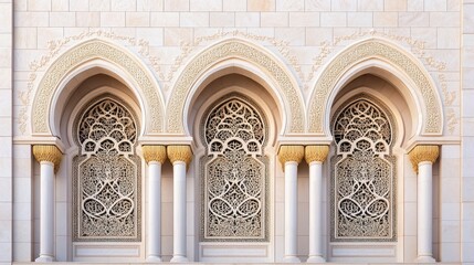 Obraz premium Detailed carvings on UAE mosque open space for text