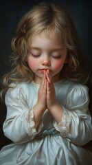 Fototapeta premium Serene Little Girl in Prayer