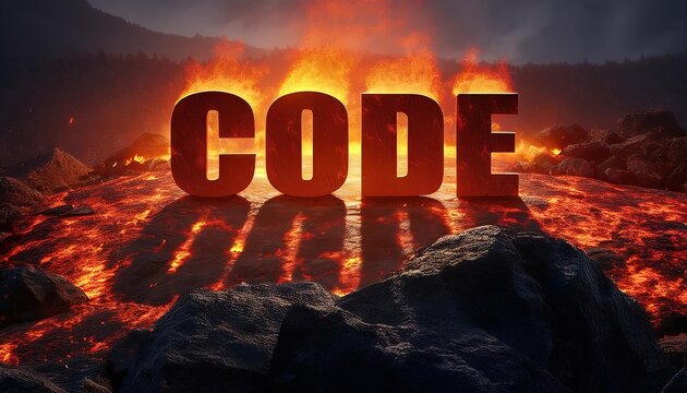 Erupting Lava Background with CODE Text