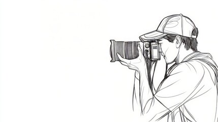 Sketch of a Photographer Capturing an Image