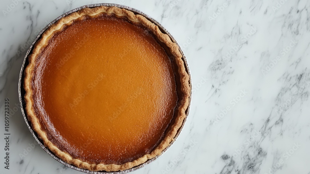 Wall mural delicious pumpkin pie on marble surface