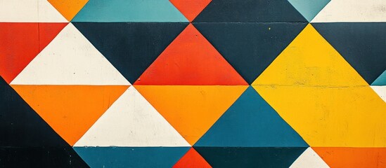 Obraz premium Abstract geometric pattern of colorful triangles in a repeating pattern.