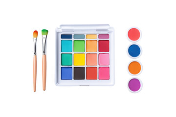 Vibrant Watercolor Palette and Brushes for Artistic Expression and Creativity