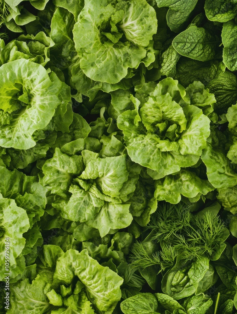 Aufkleber bright green lettuce, fragrant dill, and aromatic basil create a fresh and inviting arrangement perf
