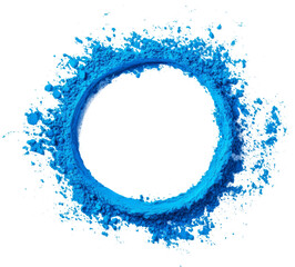 Obraz premium Blue powder explosion forming a circle on transparent background