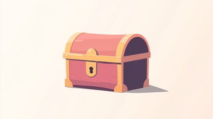 A closed wooden treasure chest with gold accents and a keyhole.