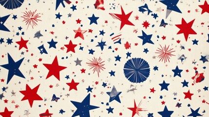 Fototapeta premium Colorful Stars and Fireworks Pattern for Celebratory Designs