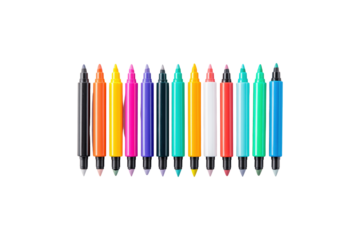 Vibrant Collection of Colorful Markers Arranged in a Row Against a Black Background