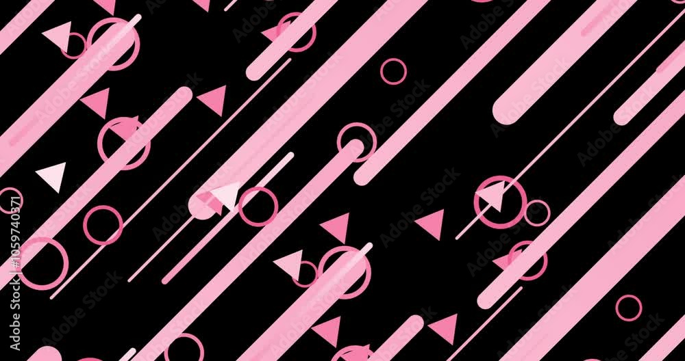 Wall mural geometric shape abstract loop animation. infinity motion graphic shapes loop animation on black back