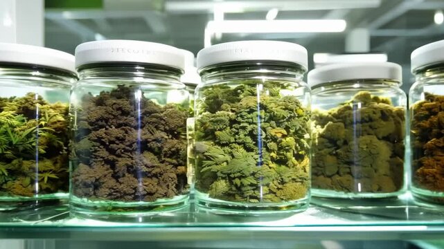 Scientist analyzing medical cannabis in laboratory