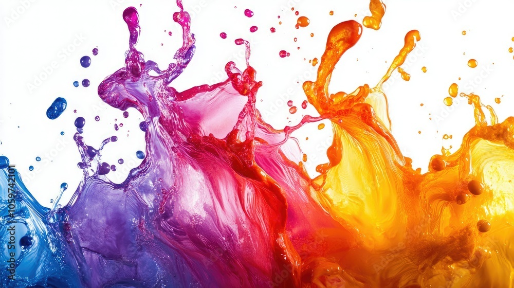 Poster burst of liquid colors swirling together in abstract motion on a light surface, rich in texture and 