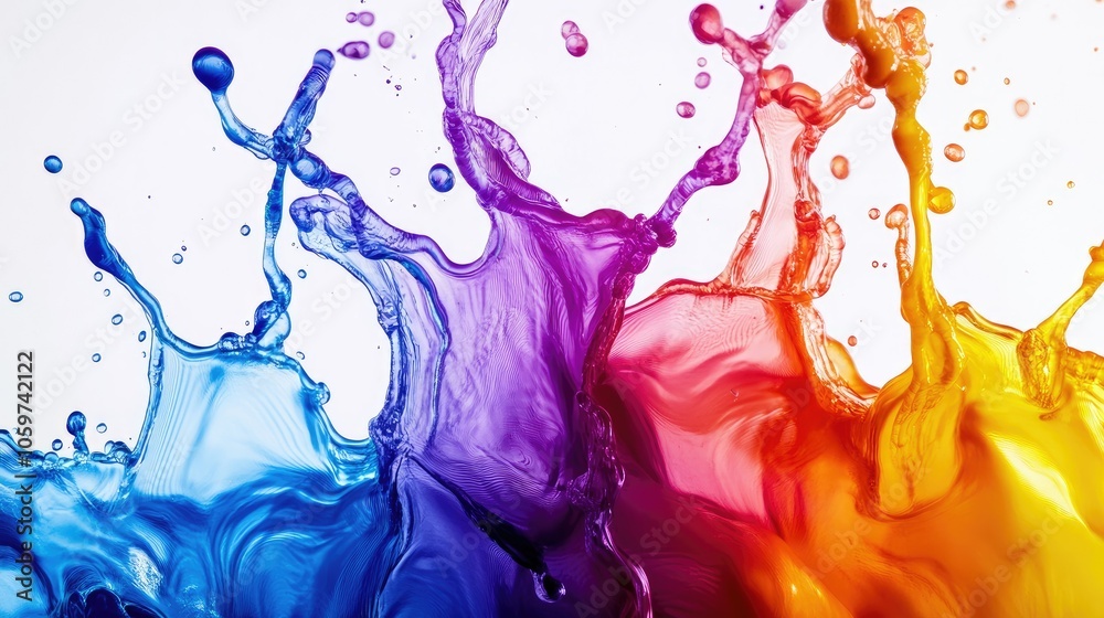Poster burst of liquid colors swirling together in abstract motion on a light surface, rich in texture and 