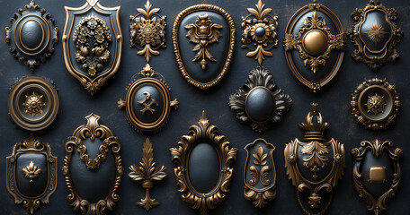 Fototapeta premium Luxury Gold and Silver Badges Collection