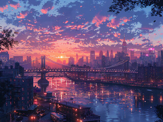Fototapeta premium Urban Cityscape at Sunset