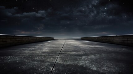 Dark Concrete Street Under Night Sky