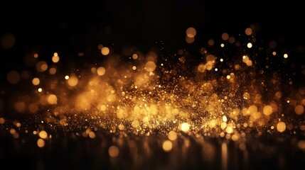 Fototapeta premium Golden Light Particles on Dark Background