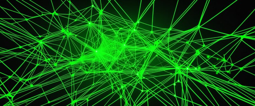 Dynamic green network: abstract digital connection and futuristic design
