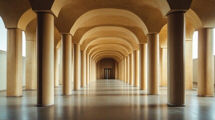 Fototapeta premium Symmetrical columns in a grand UAE mosque, ample copy space