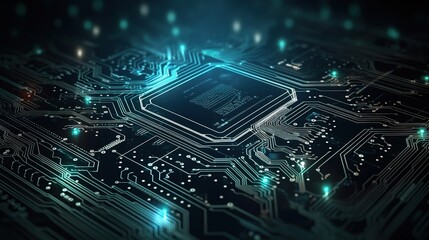 Fototapeta premium Futuristic Circuit Board with Glowing Elements