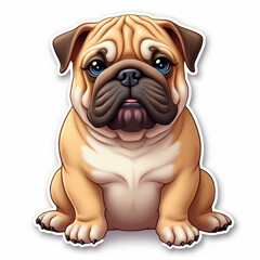 Obraz premium Cute bulldog puppy sticker design for pet lovers and animal enthusiasts