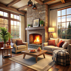 Fototapeta premium a living room with a velvet sofa
