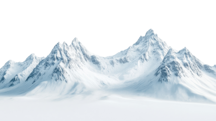 Snowy mountain peaks under clear sky, panoramic view. Winter landscape and nature concept