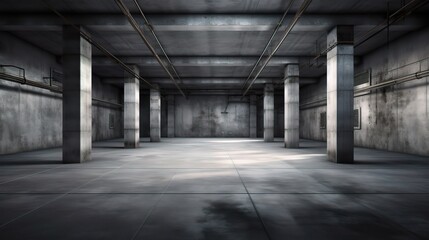 Fototapeta premium Empty Industrial Concrete Space with Gray Floors