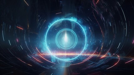 Obraz premium Digital Metaverse Portal with Glowing Waves Effect