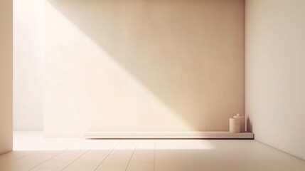 Fototapeta premium Minimalist Beige Room with Light Reflections