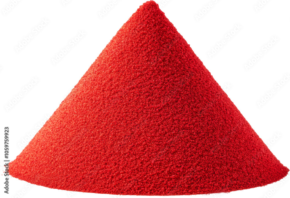 Poster red sand pile on transparent background, minimalistic composition. color and texture concept