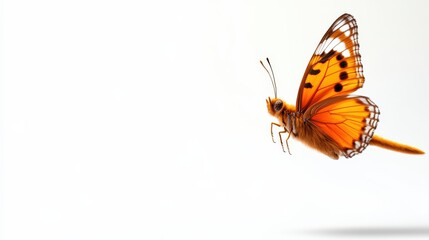 Obraz premium Vibrant orange butterfly on a white isolated background.