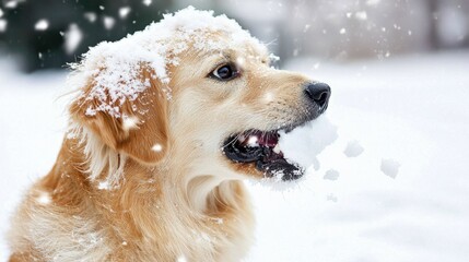 Winter Joy: A Dog's Playful Snow Feast