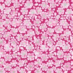 Vibrant pink floral pattern with delicate cherry blossoms on a contrasting background. Seamless tile