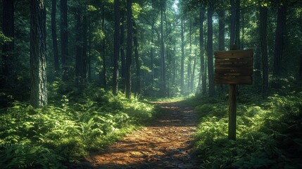 A Forest Path Leading Into the Sunlight Through a Canopy of Trees
