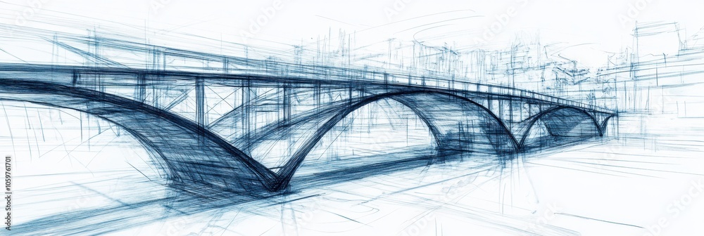 Leinwandbilder the artwork illustrates an abstract drawing of a bridge, emphasizing delicate lines and curves in a 