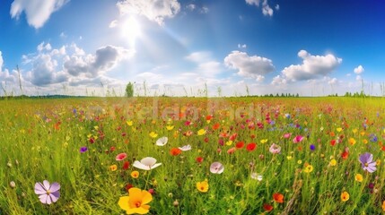 Obraz premium Bright Spring Meadow with Colorful Wildflowers